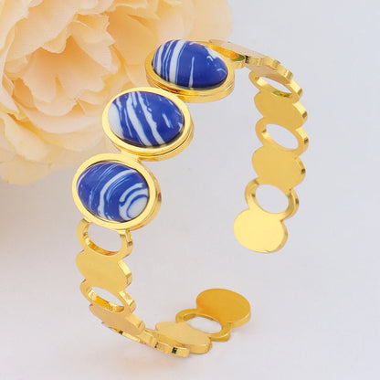 Luxurious High-quality Stainless Steel Gold Color Cuff Bracelet Bangle for Women Gold Plated Waterproof Jewelry Gifts