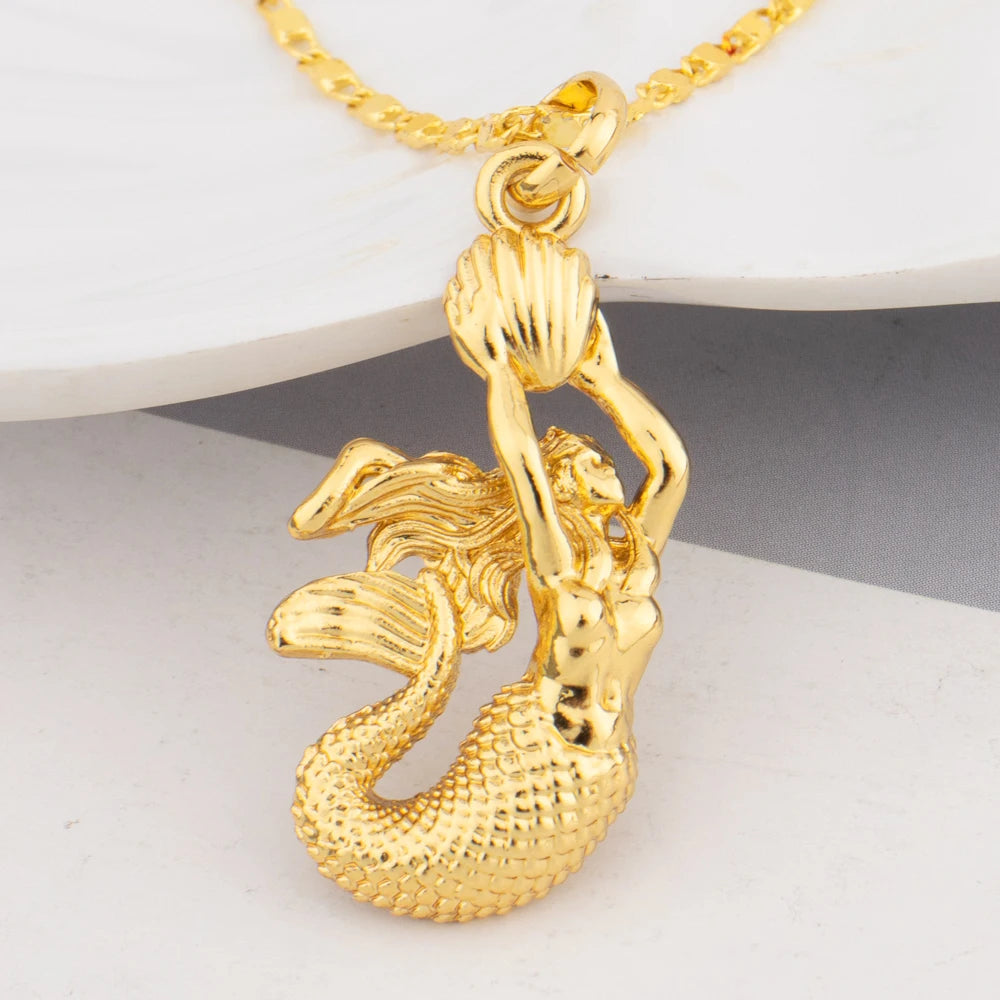 Mermaid Pendant Necklace For Women Men Charm Keychain Copper Pendant America France Jewelry Accessories For Party Jewelry Making