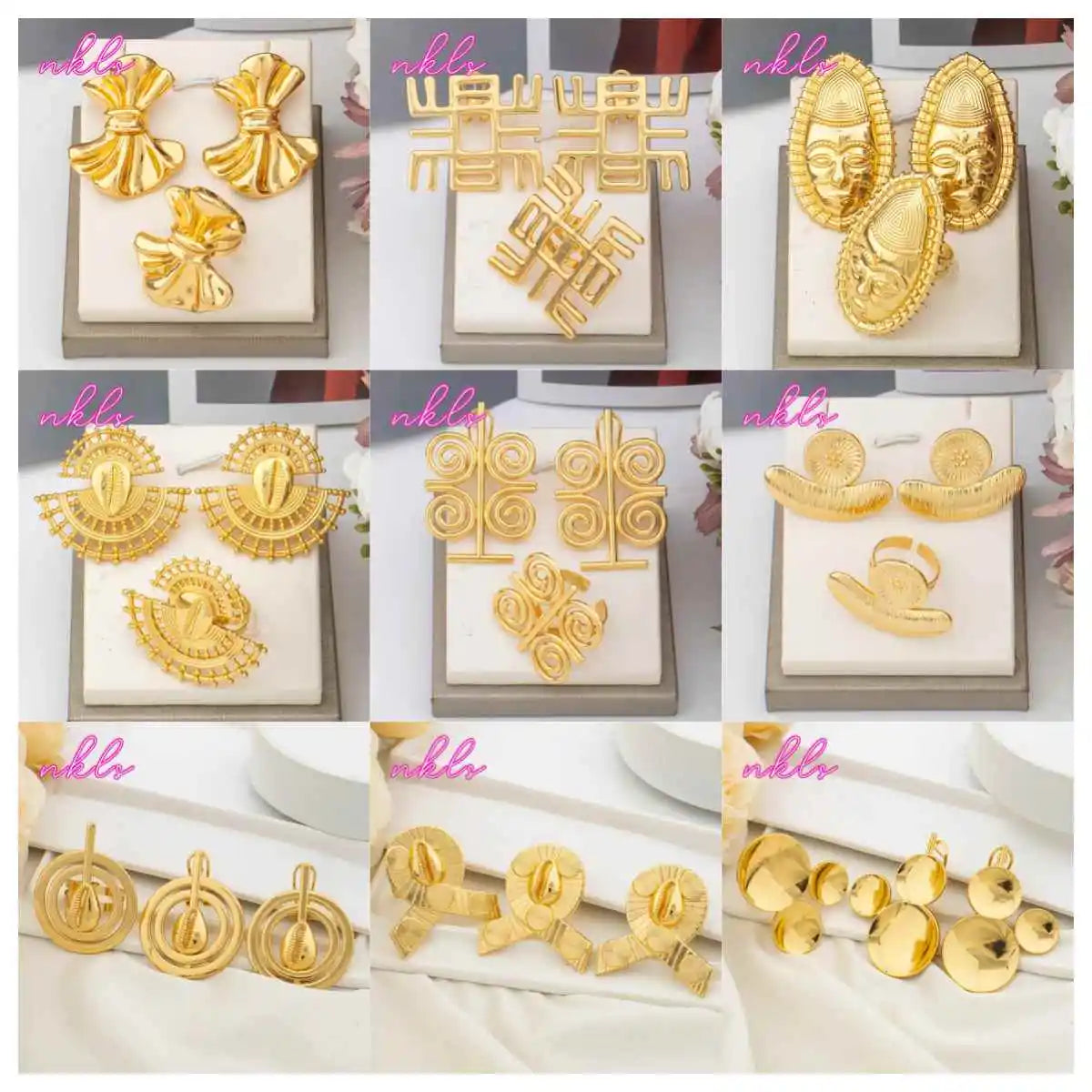 Fashion Gold Color Jewelry Set for Women Nigeria Dubai  Irregular Design Tassel Earrings Multicolour Zircon Ring for Party