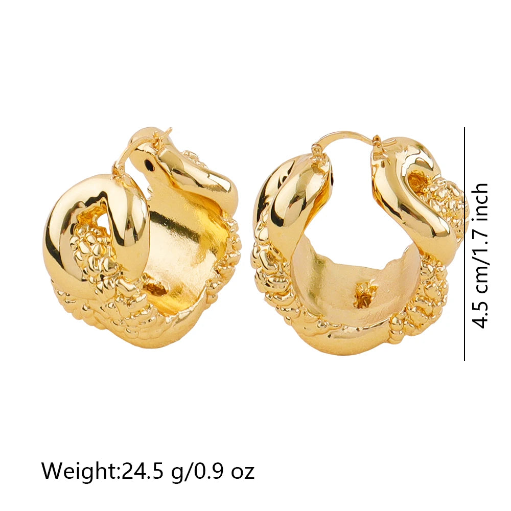 Plated Dubai Hoop Earrings for Bride, 2022 Trend Wedding Jewelry Set, Luxury Hook Earrings & Necklace for Women