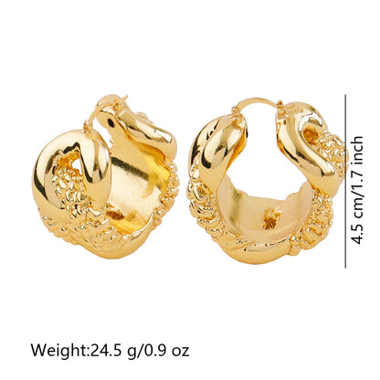 Plated Dubai Hoop Earrings for Bride, 2022 Trend Wedding Jewelry Set, Luxury Hook Earrings & Necklace for Women