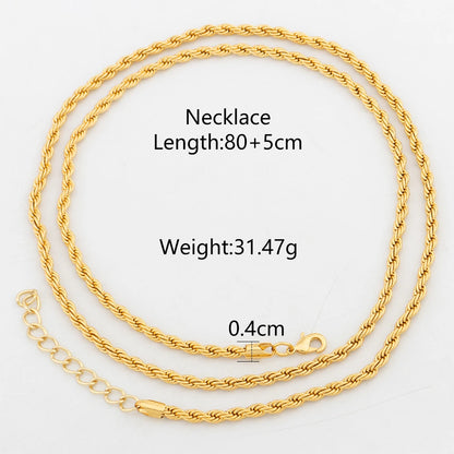 YM Twist Chains 40/60/80CM Copper Necklace 18k Gold Color Link Choker For Women Men Hip Hop Rock Charm Chain Party Jewelry Gifts
