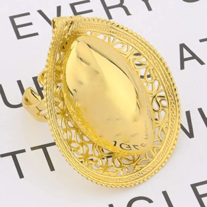 Luxury Gilding 2Pcs Jewelry Sets For African Women Trendy Earrings and Ring Sets Gift For Party Banquet Wedding Anniversary Day