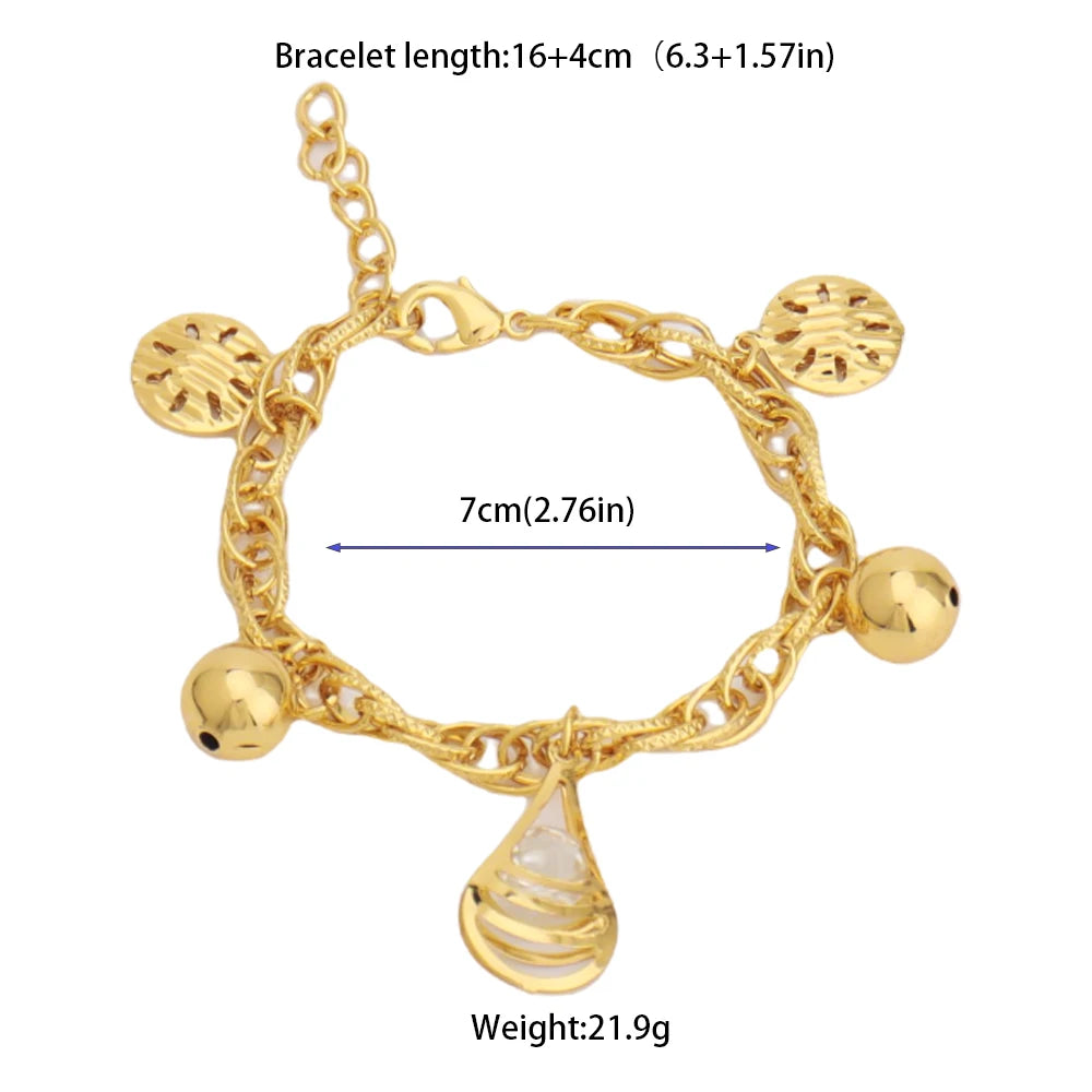 Dubai Hollow Flower-Leaf Pendant Chain Bracelet, Stainless Steel Africa Wedding Gift, Trendy Accessories for Jewelry