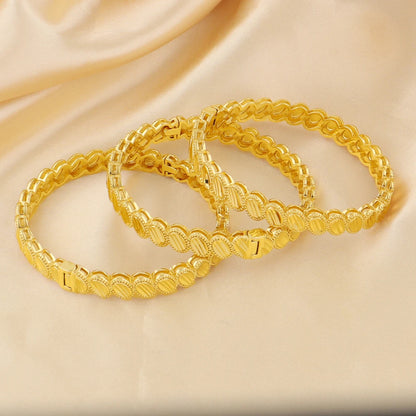 bohemian bracelet gold dubai 24k Women's Retro Simple Gold Color Metal Bracelets Girly Charm Fashion Jewelry Wedding Gift