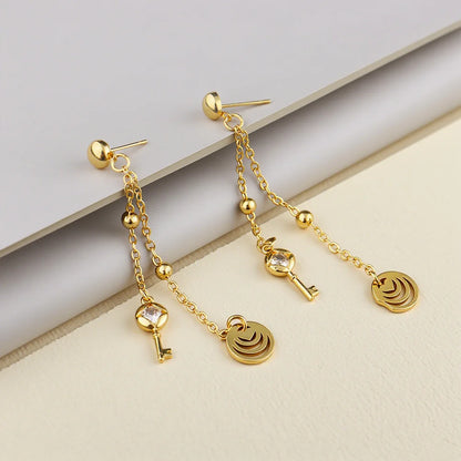 Bohemia Gold Color Long Tassel Sequins Necklace Stainless Steel Waterproof Necklace For Women 2025 New Trendy Sweater Chain