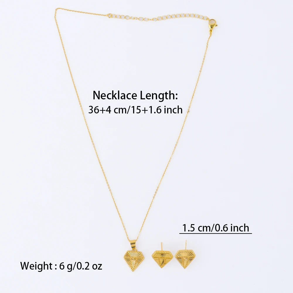 Vintage Texture Gold Plated Zinc Alloy Earrings Necklace for Women France Italy Fashion Jewelry Bijoux For Daily Wear Party Gift