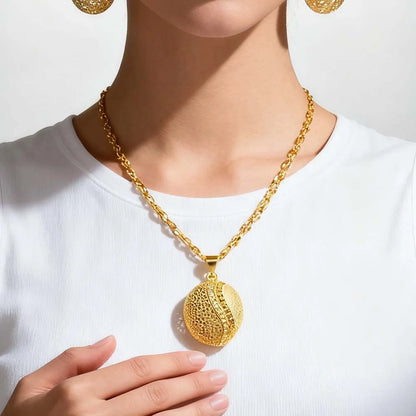 Dubai Gold Plated Jewelry Set Necklace Earrings Ring for Women Daily Wear Wedding Gift Africa Nigeria