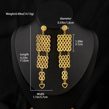 Dubai Gold-Plated Jewelry Statement Earrings for Women with Openwork Design, Suitable for Everyday Wear, Hypoallergenic, and Wat
