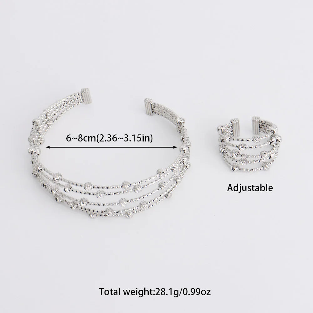 Dubai Nigeria Bangle Ring Jewelry Set for Women Girls Wedding Party Gift Earrings Included Wholesale Available
