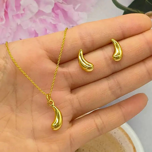 French Dainty Jewelry Set for Women – Italian Small Earrings & Necklace 2Pcs, Elegant Party Daily Gifts, Delicate jewe