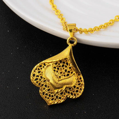 Spain Fashion Gold-Tone Jewelry Set for Women – Classic Earrings Ring Necklace, Elegant Daily Wear & Party Wedding Gift, Mother
