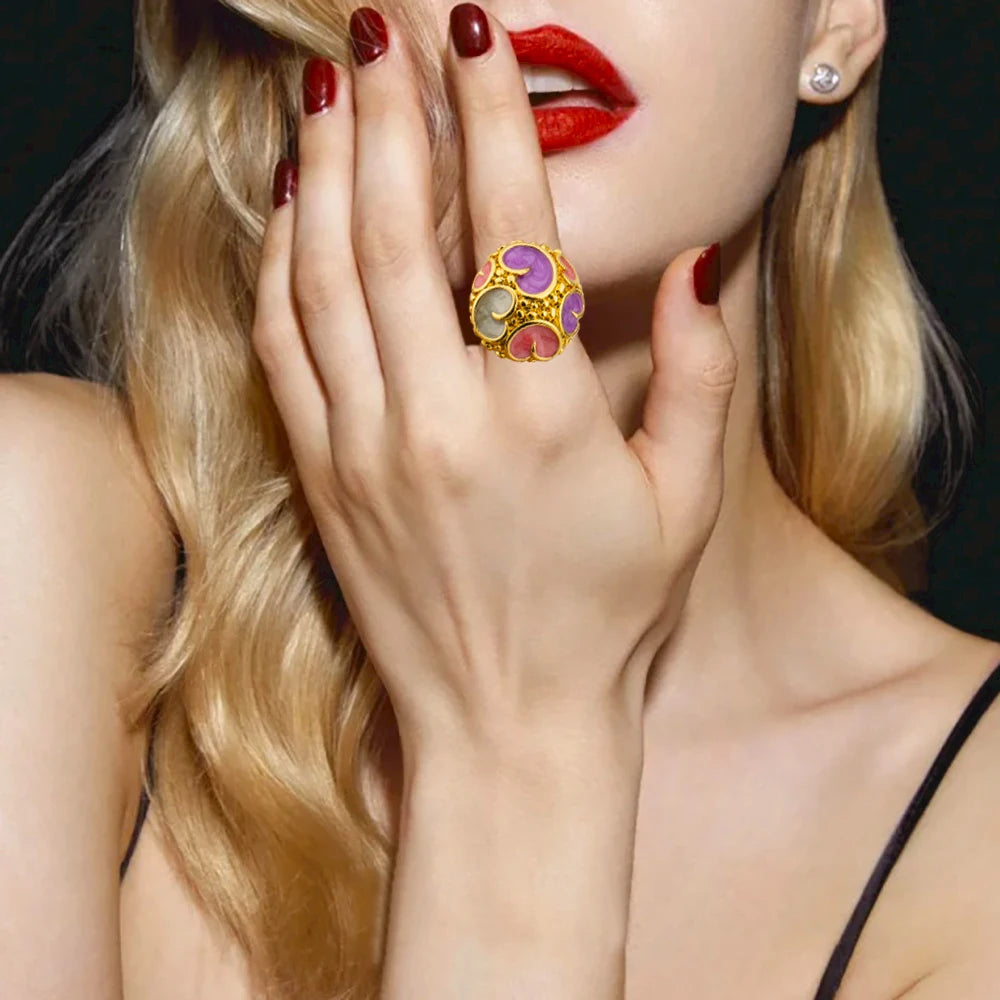 Gold Plated Rings for Women Fashion Simple Waterproof Jewelry New Style Jewellery Simple Rings Gift Nigeria Party Daily Wear