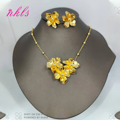 African Flower Jewelry Set for Women – Dubai Luxury Necklace & Earring Set, Bohemian Summer Gift for Her