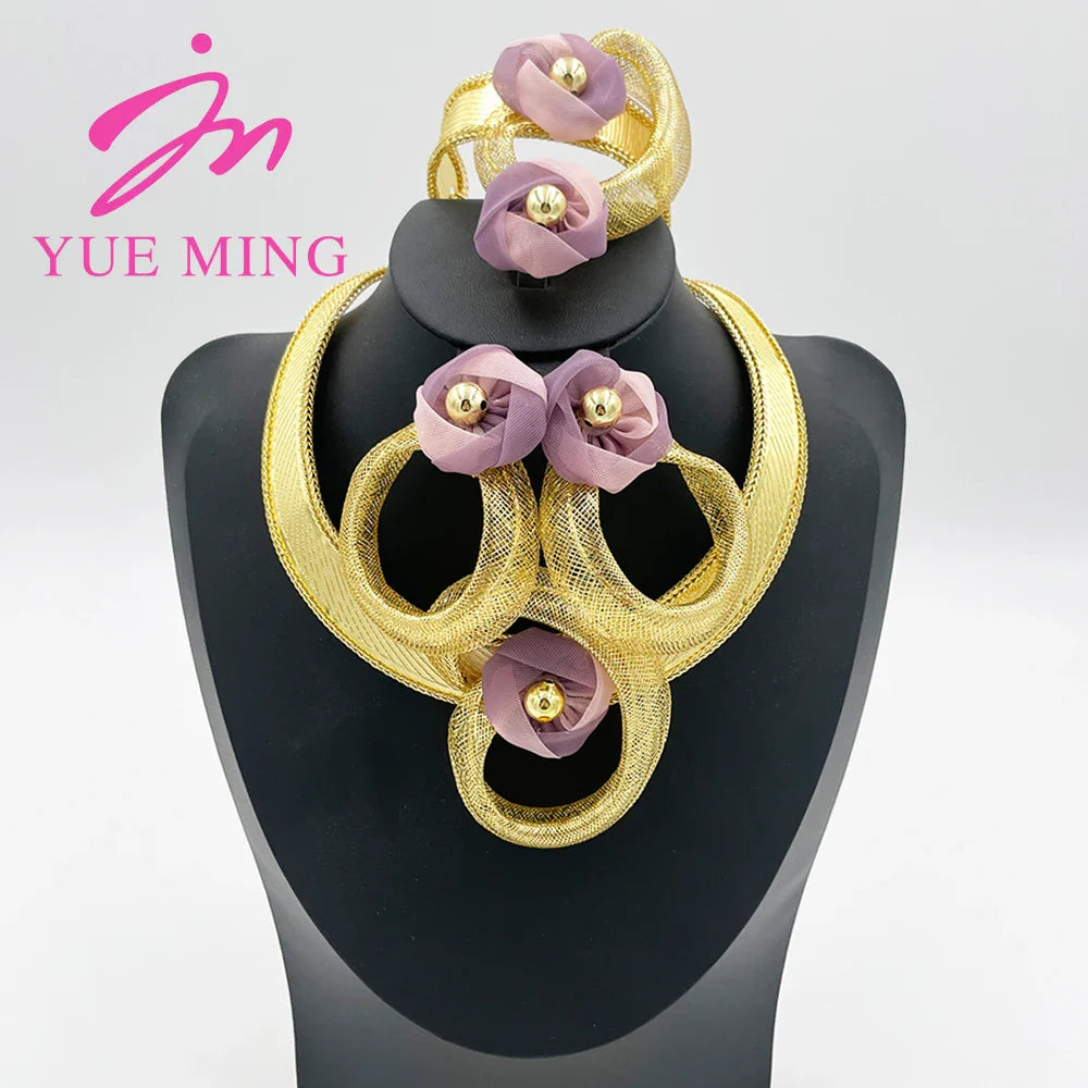 Yueming Copper Fashion Flower Jewelry Set