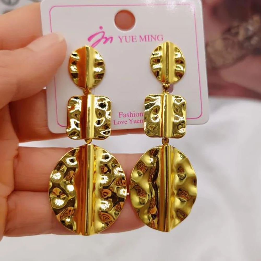 Fashion Leaf Drop Dangle Earrings Stainless Steel Prevent Allergy Metal Popular Jewelry Statement Style Gold Plated Jewellery