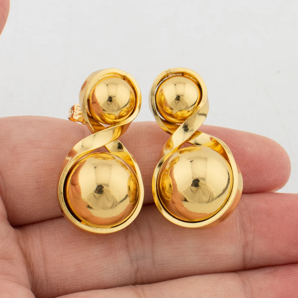 Gold Plated Beads Drop Earrings for Women Lightweight Smooth Charm Earrings Trendy Lucky Jewelry Accessories Christmas Present