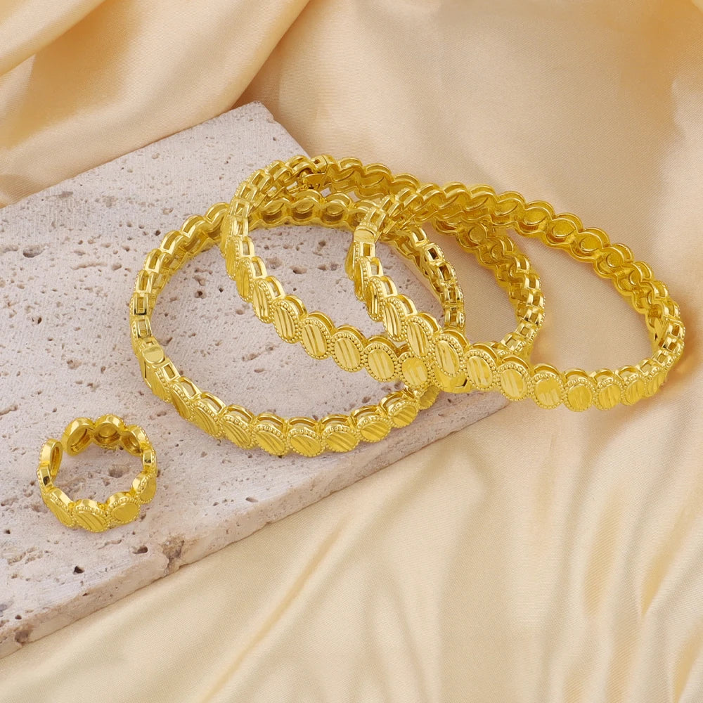 bohemian bracelet gold dubai 24k Women's Retro Simple Gold Color Metal Bracelets Girly Charm Fashion Jewelry Wedding Gift