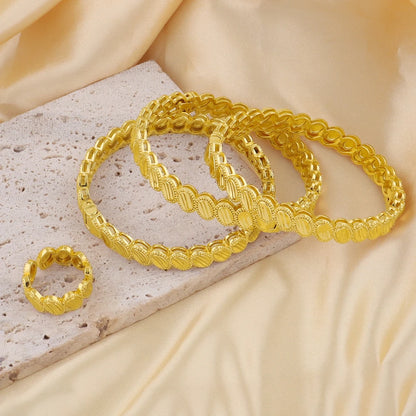 bohemian bracelet gold dubai 24k Women's Retro Simple Gold Color Metal Bracelets Girly Charm Fashion Jewelry Wedding Gift