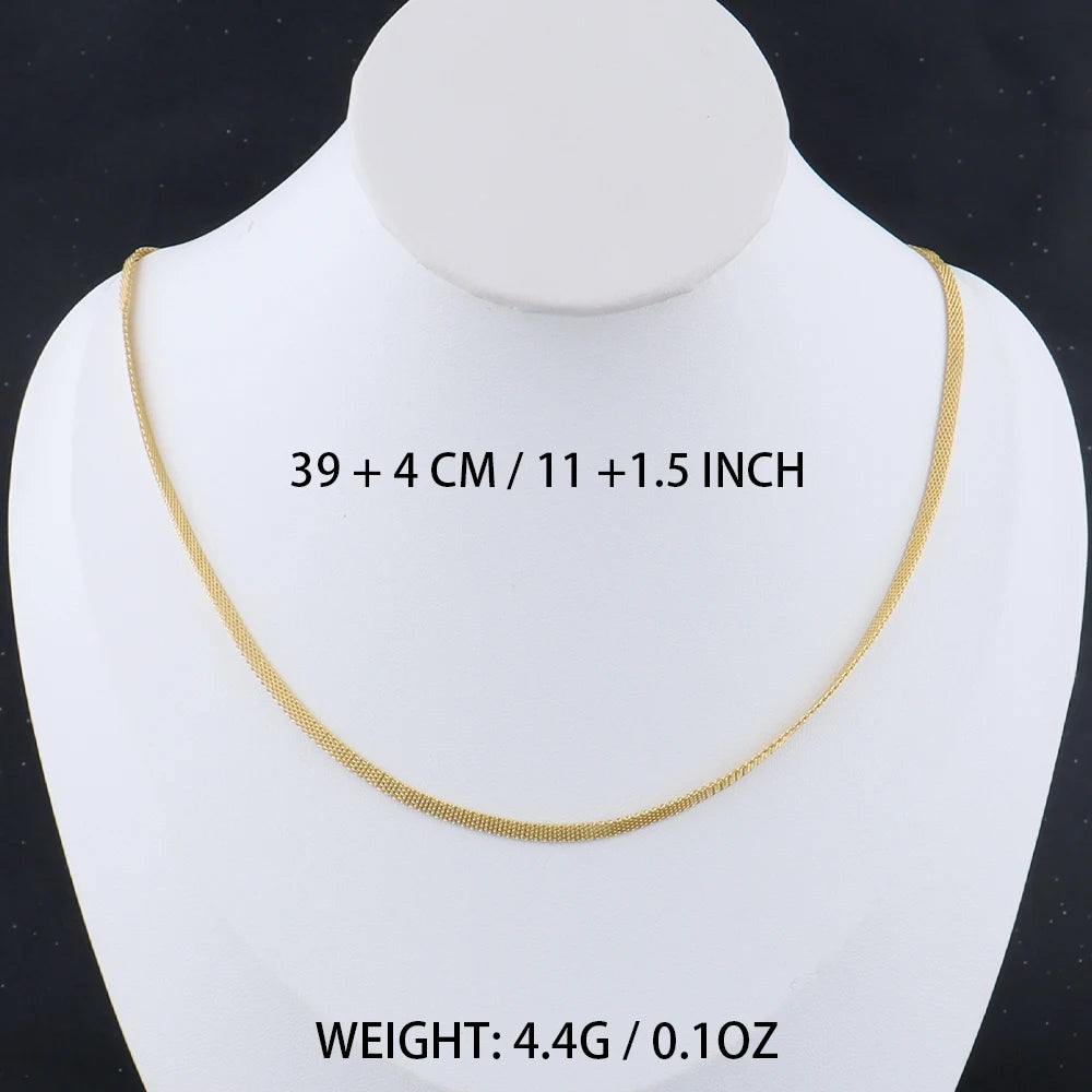 Stainless Steel Flat Necklace Gold Color Waterproof Golden Plated Snake Chains Necklaces No Fade Jewelry Accessories Gift