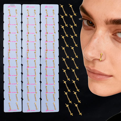 Nose Rings for Women 316L Stainless Steel Nostril Hoop Nose Ring Studs Fashion Body Cross Nose Piercing Jewelry Set