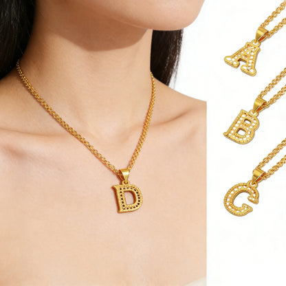 Fashion Gold Plated 26 Initial Letter Pendant A-Z Letters Necklaces English Letter Alphabet Figaro Chains Gold Color Jewelry