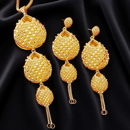Dubai Luxury Jewelry Sets for Women, Bridal Earrings Necklace Wedding Party Gift, India Spain Charm jewellery woman