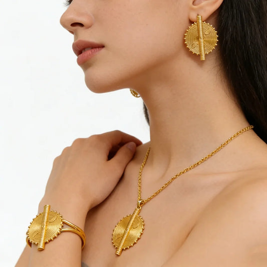 Gold Plated Jewelry Sets for Women Dubai African Party Wedding Gifts Pendant Earrings Bracelet Ring Gifts Jewelry Accessories