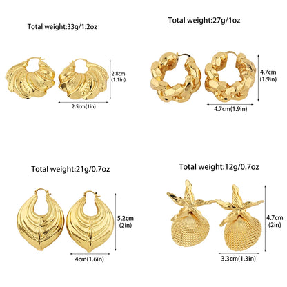 Exaggerated  Gold Color  Fashion Trend Chunky Hoop Earrings for Women free shipping halloween Charm African Wedding Party