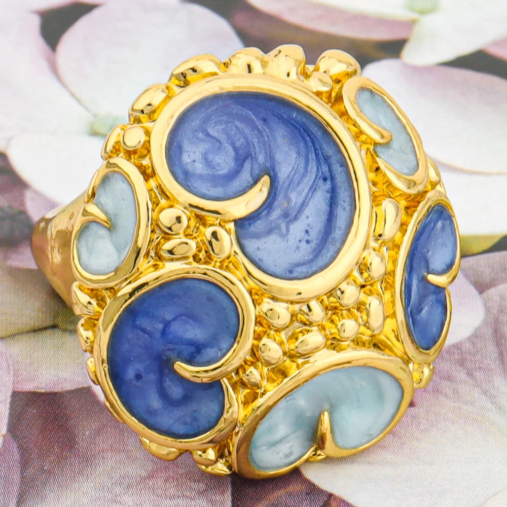 18K Gold Colorful Heart Ring for Women, Luxurious Trendy Jewelry Gift for Party & Women’s Day Mother’s Day, Jewellery Woman Pr