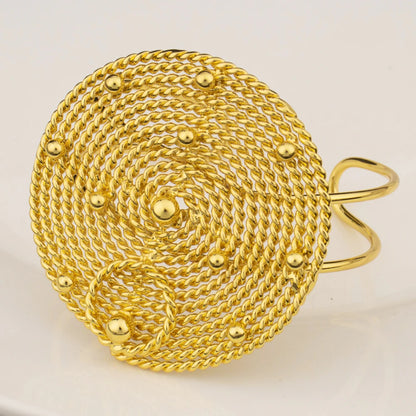 Exaggerated Gold Color Round Earrings Necklace America Larger Bangle Ring for Women Jewelry Set For Party Dressing Big promotion