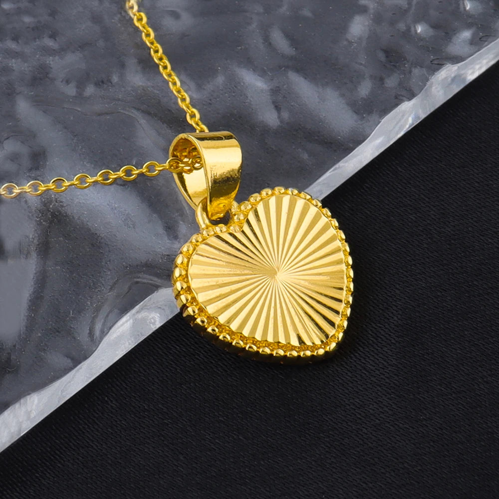 2026 Fashion Heart Earrings Pendant Chain For Women Italy France America Bride Gold Color Jewelry Set Wedding Lovers Dating Gift