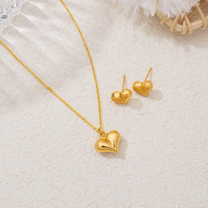Dubai Heart Pendant Necklace and Earrings 2-Piece Set for Women Wholesale Wedding and Mother's Day Gifts