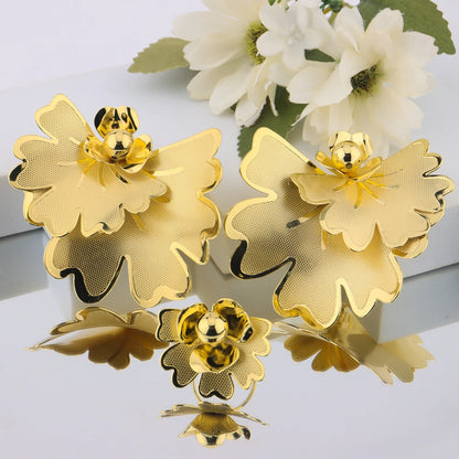 18K Gold France 2025 Butterfly Earrings, Bangle & Ring Set for Women, Trendy Party Gift, Elegant Jewelry Women Set