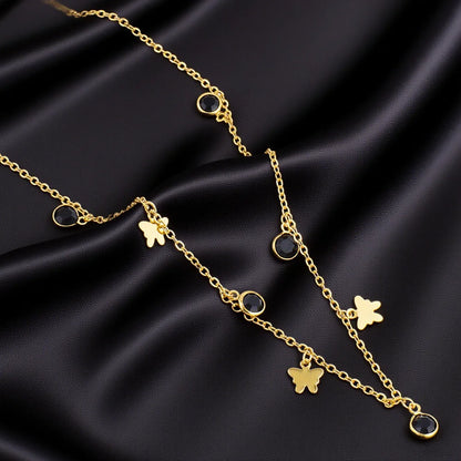 316L Stainless Steel Geometric Colorful Crystal Zirconia Pendant Necklace For Women Fashion Neck Chain Aesthetic Jewelry Gift