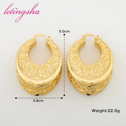 Gold Color Chunky Hoop Earrings for Women Classic Fashion Geometric Circle Earrings Daily Personality Luxury Jewelry Accessories