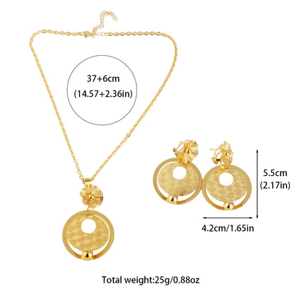 Gold Plated Star Shape Necklace Women's Earrings Ring Set Dubai Wedding Gold Jewelry 2 Piece Set Christmas Party Favor