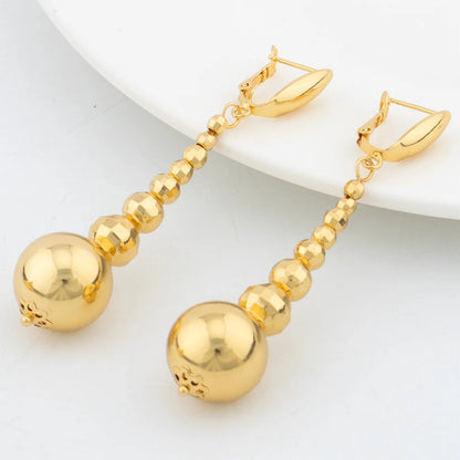 YM Fashion Water Droplet Jewelry Set for Women Simple Gold Color Ring Necklace Bracelet Earrings Four-Piece Jewelry Accessories - YUEMING JEWELRY