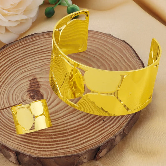 America Boho Arm Bracelet Ring for Women Dubai Vintage Geometric Gold Color Women's Arm Bangles Jewelry Set Adjust Jewelry Gift