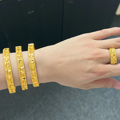 Fashion 18K Gold Plated Flower Bangle for Women Middle East Wedding Accessory Bridal bangles for women free shipping