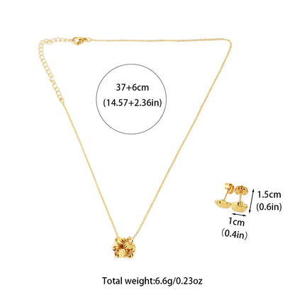 Fashion Gold Color Jewelry For Women Gold Color Stainless Steel Pendant Necklace Earring Set Party Gifts