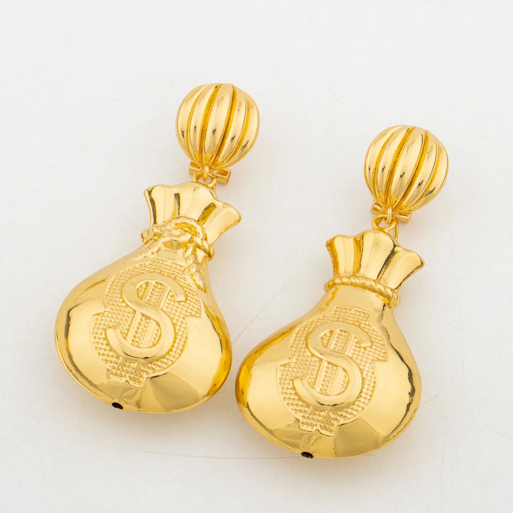 African Gold Color Jewelry Set for Women Drop Earrings and Pendant Necklace Dubai Bangle Ring 4Pcs Set for Anniversary Jewelry