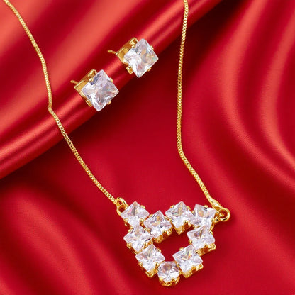 Crystal Zircon Earrings Necklace Set for Women Personalized Fashion Daily Accessories Party Jewelry Birthday Anniversary Gifts