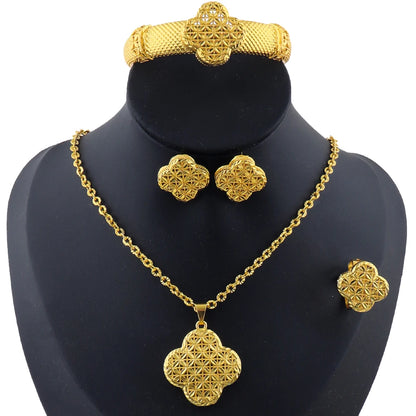 African 24K gold plated jewelry set For Dubai Indian Nigeria Bridal Wedding Party Gift Jewellery free shipping jewelry set