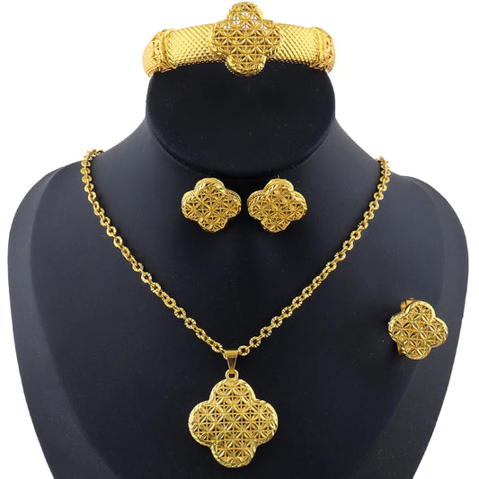 African 24K gold plated jewelry set For Dubai Indian Nigeria Bridal Wedding Party Gift Jewellery free shipping jewelry set