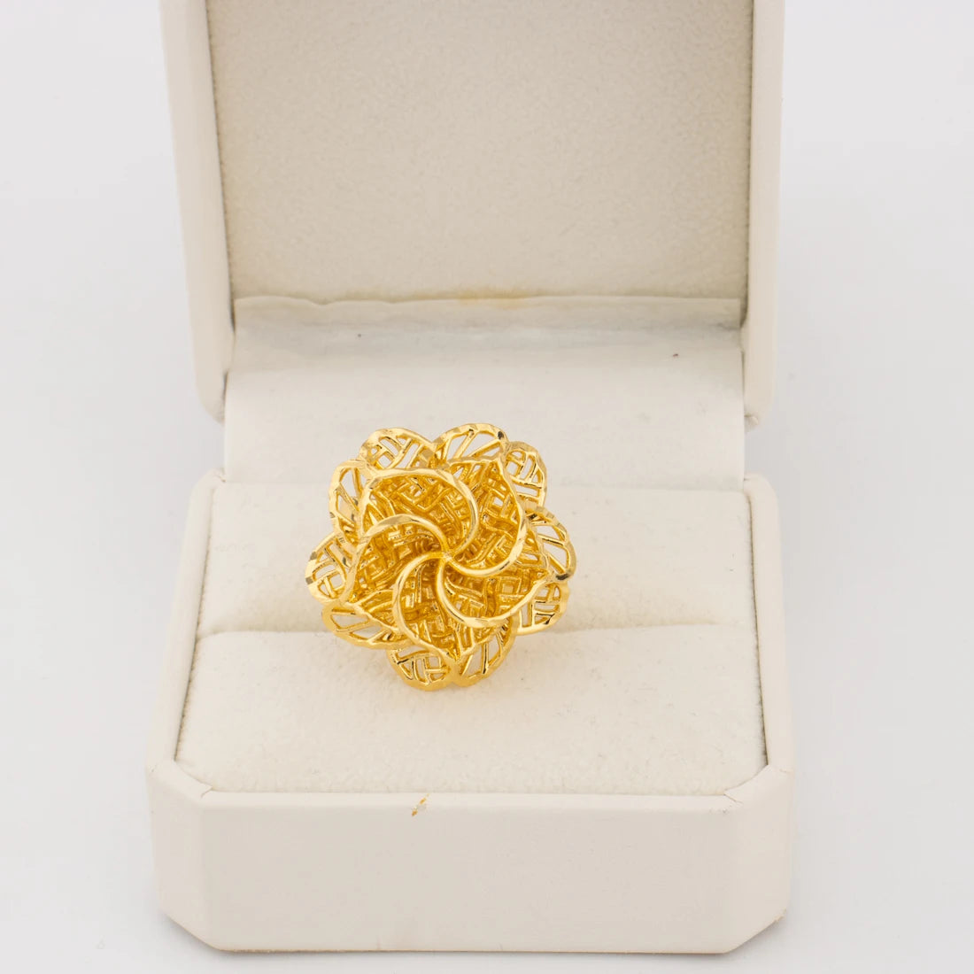 Dubai Gold Color Flower Shape Rings Nigerian Luxury Jewellery Set Africa Bride Wedding Indian Fashion Party Gifts