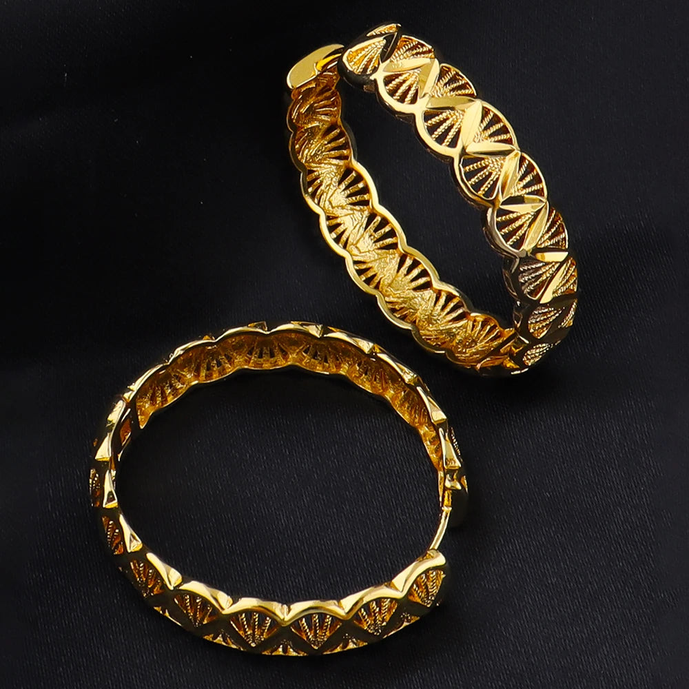 18k Golden Earrings Middle East hollowed-out Design Earrings For Women Wedding Birthday Proluxe Fine Jewelry Gifts