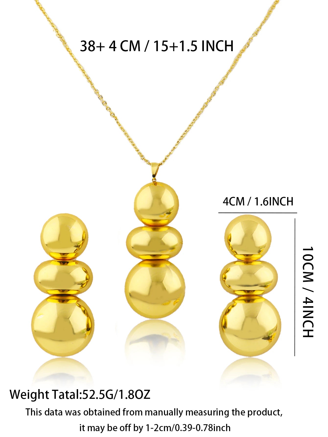 Plated Round Tassel Jewelry Sets for Women – Elegant Necklace & Earrings for Wedding Party Gift Accessories