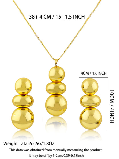 Plated Round Tassel Jewelry Sets for Women – Elegant Necklace & Earrings for Wedding Party Gift Accessories