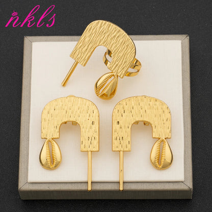 Gold-Tone Figure-8 Earrings & Ring Set for Women, African Brazilian Holiday Jewelry Gift, Chic Minimal Accessories